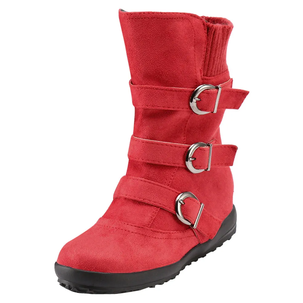 Funki Buys | Boots | Women's Buckled Suede Snow Ankle Boots