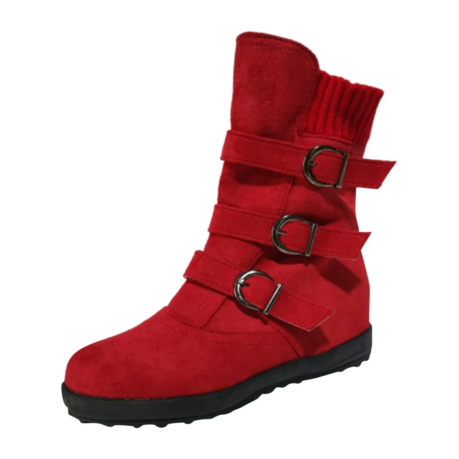 Funki Buys | Boots | Women's Buckled Suede Snow Ankle Boots