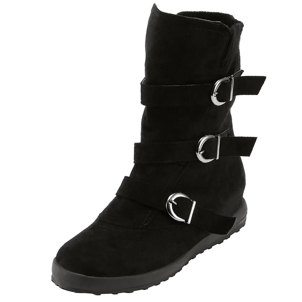 Funki Buys | Boots | Women's Buckled Suede Snow Ankle Boots