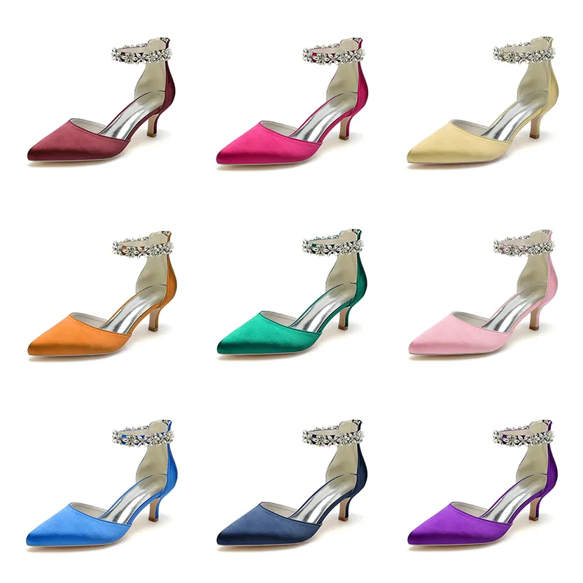 Funki Buys | Shoes | Women's Satin Crystal Kitten Heel Pumps