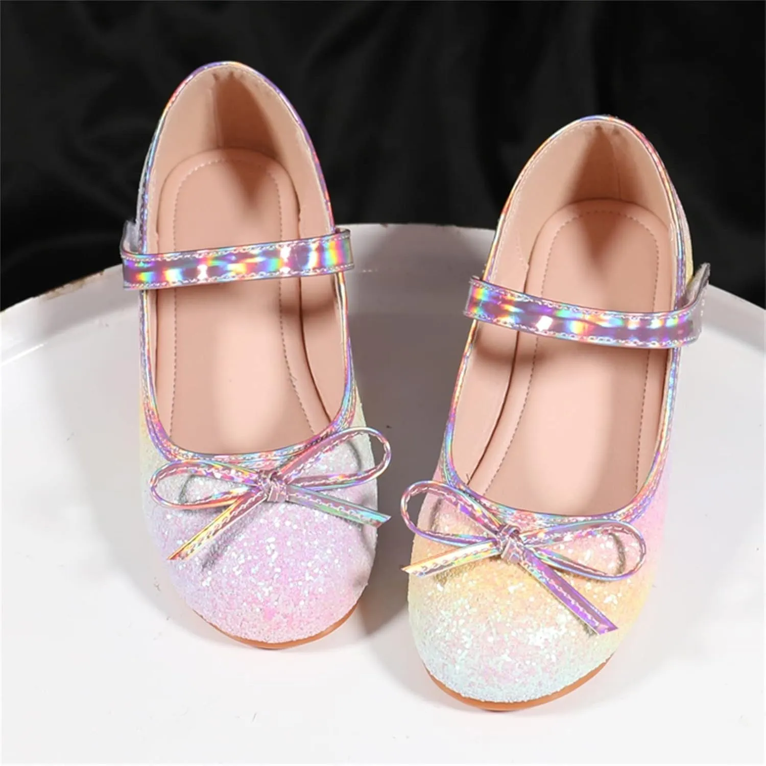 Kids Girls Glittler Mary Jane Shoes Flat Ballet Shoes Princess Wedding Party Dress Shoes for Little/Big Kid (Pink, 12.5 Little Child)