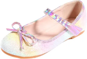 Kids Girls Glittler Mary Jane Shoes Flat Ballet Shoes Princess Wedding Party Dress Shoes for Little/Big Kid (Pink, 12.5 Little Child)