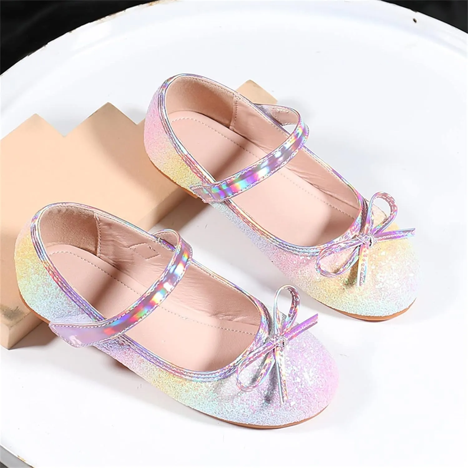 Kids Girls Glittler Mary Jane Shoes Flat Ballet Shoes Princess Wedding Party Dress Shoes for Little/Big Kid (Pink, 12.5 Little Child)