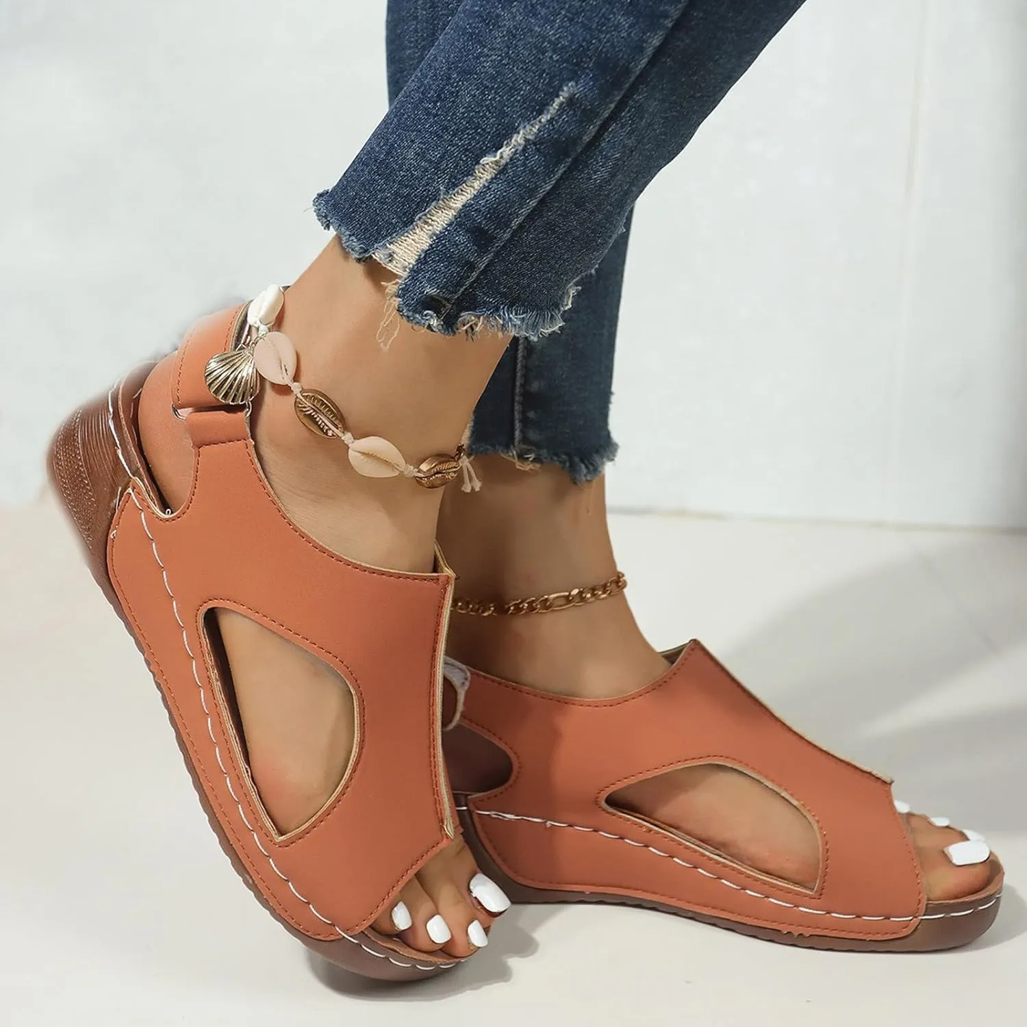 Women's Comfy Orthotic Sandals, Sandals for Women, Wide Gladiator Orthopedic Arch Support, Roman Low Wedges Flip Flops Anti-Slip Beach Travel Vacation Casual Daily Summer Dressy