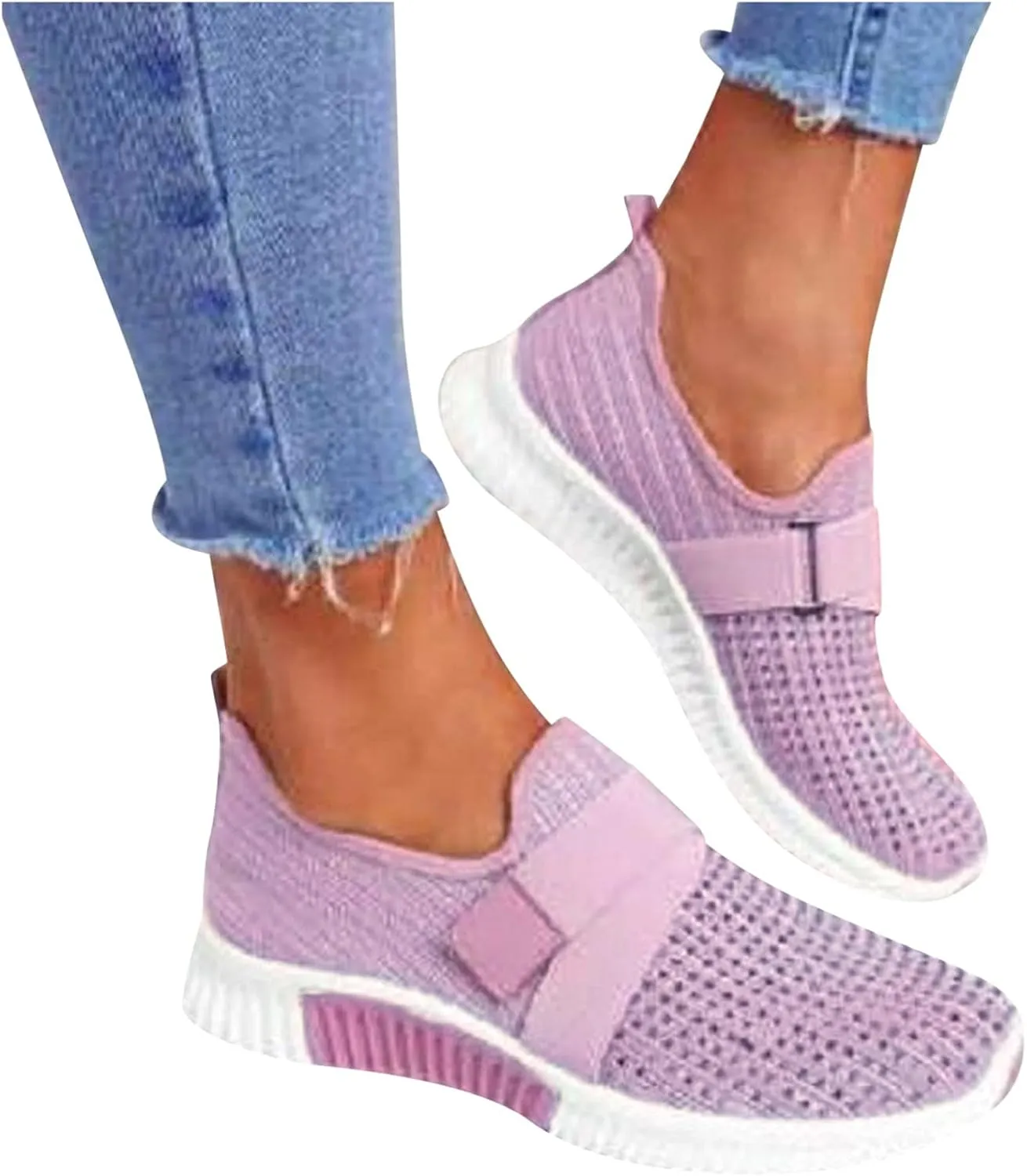 Women's Fashion Sneaker Mesh Slip On Black Non Slip Shoes for Women Comfortable Womens Running Shoes White Loafers Cute Sneakers for Women Trendy