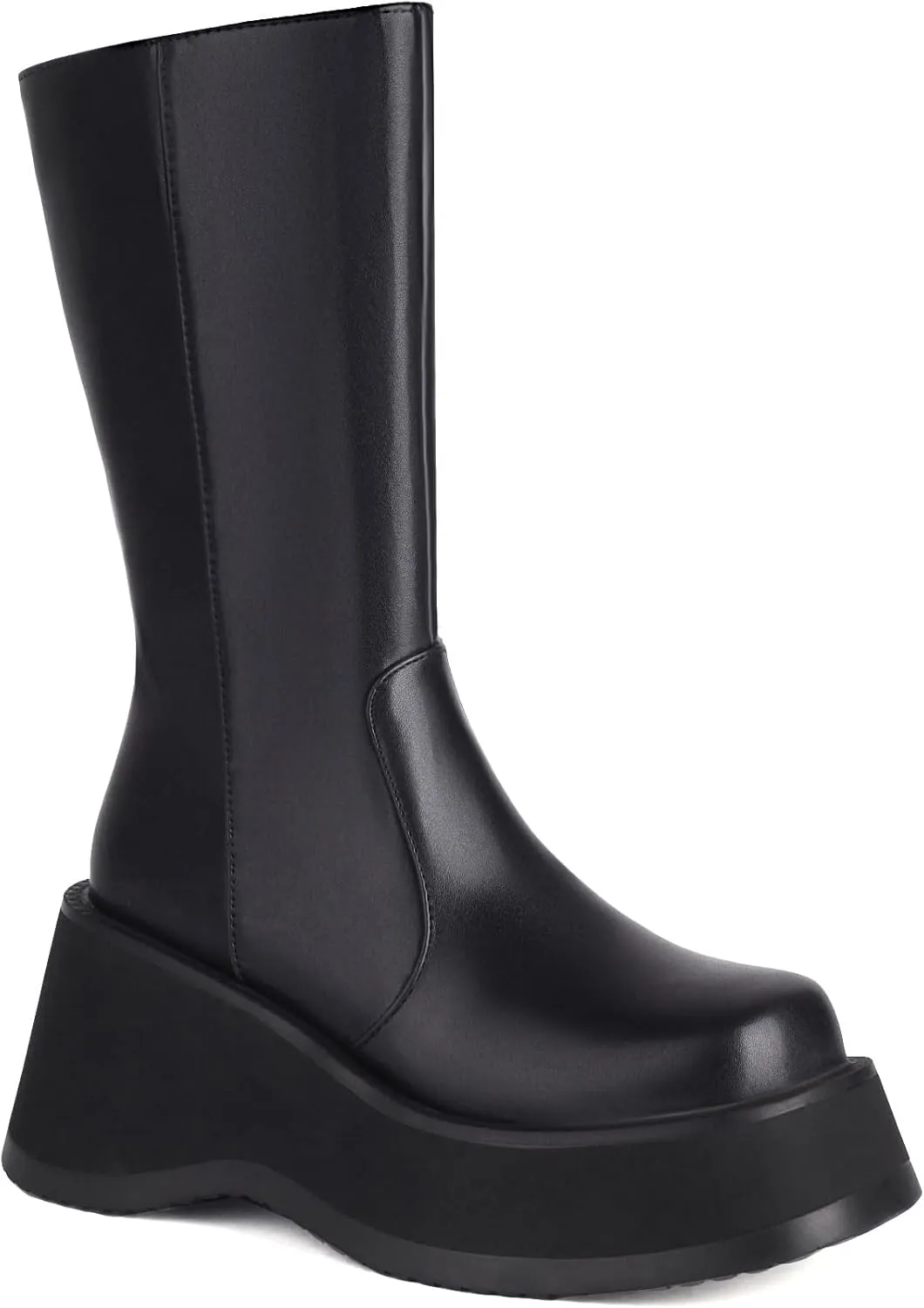 Women's Goth Platform Wedge Boots, Comfortable Chunky Mid Heel Combat Boots, Cute Gothic Ankle Boots Shoes