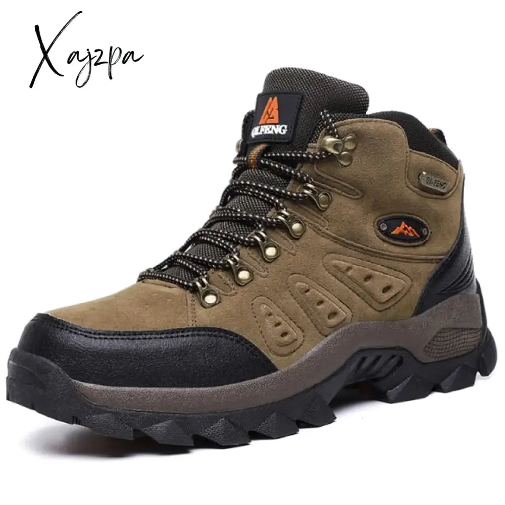 Xajzpa - Large Size 48 Hiking Boots Men Summer Winter Outdoor Warm Fur Non Slip Fashion Women Footwear Boys Outdoor Work Ankle Boot Fall