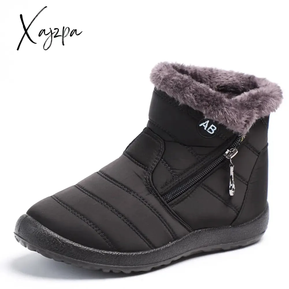 Xajzpa - Women Boots Waterproof Snow Boots Female Plush Winter Boots Women Warm Ankle boots Winter Shoes Women casual shoes Plus Size