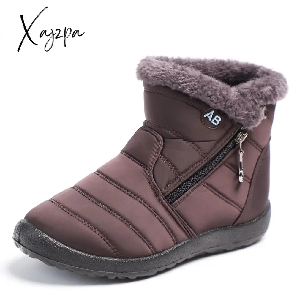 Xajzpa - Women Boots Waterproof Snow Boots Female Plush Winter Boots Women Warm Ankle boots Winter Shoes Women casual shoes Plus Size