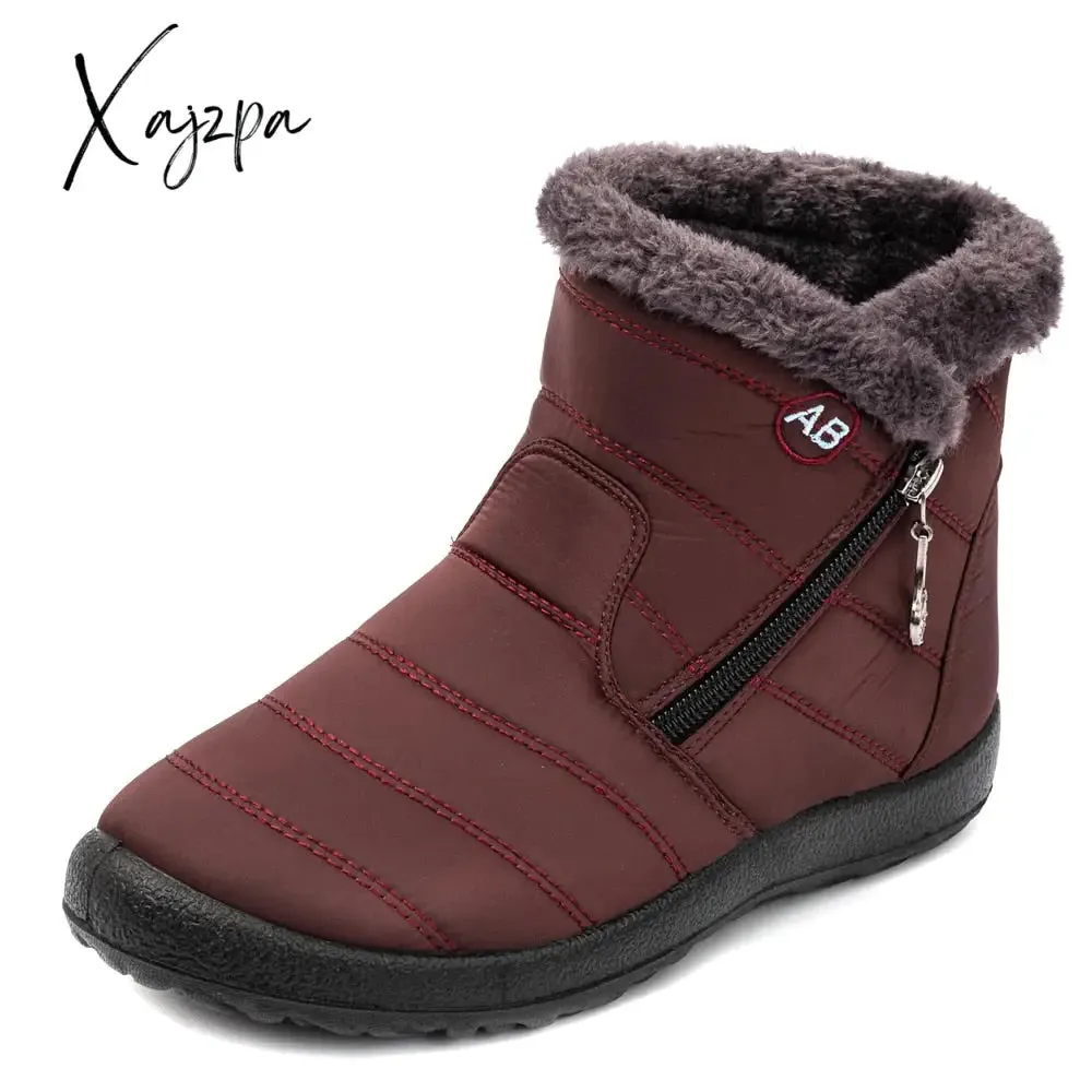 Xajzpa - Women Boots Waterproof Snow Boots Female Plush Winter Boots Women Warm Ankle boots Winter Shoes Women casual shoes Plus Size