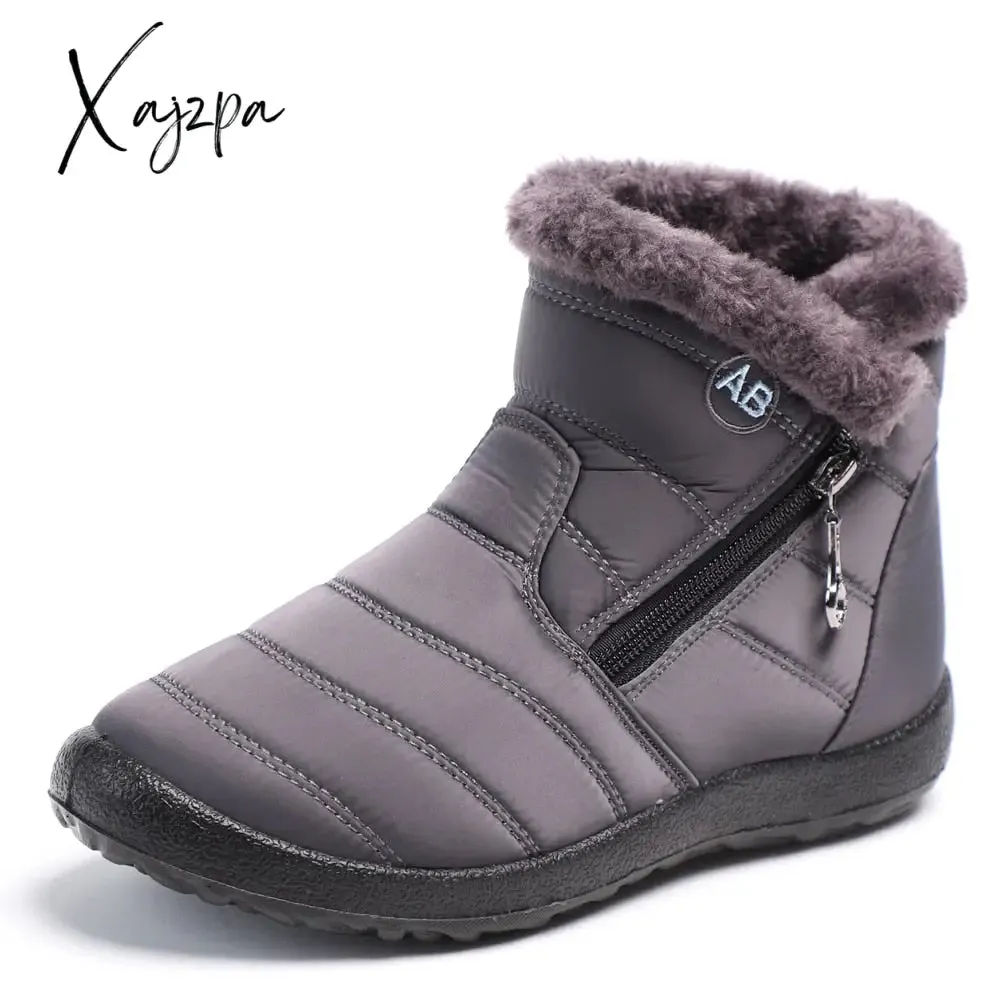 Xajzpa - Women Boots Waterproof Snow Boots Female Plush Winter Boots Women Warm Ankle boots Winter Shoes Women casual shoes Plus Size