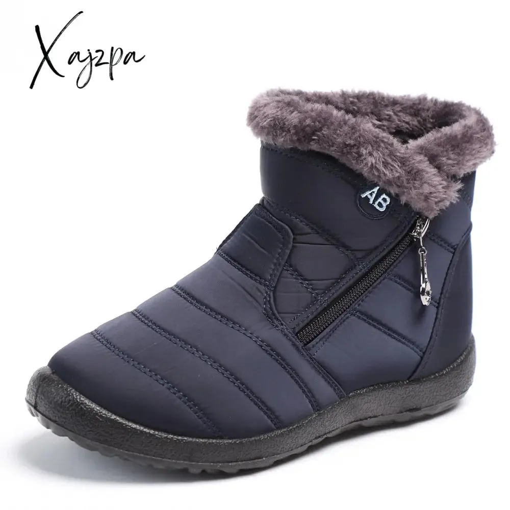 Xajzpa - Women Boots Waterproof Snow Boots Female Plush Winter Boots Women Warm Ankle boots Winter Shoes Women casual shoes Plus Size