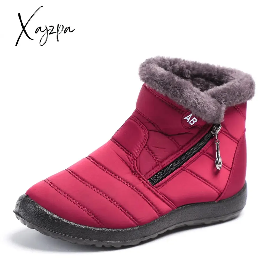 Xajzpa - Women Boots Waterproof Snow Boots Female Plush Winter Boots Women Warm Ankle boots Winter Shoes Women casual shoes Plus Size